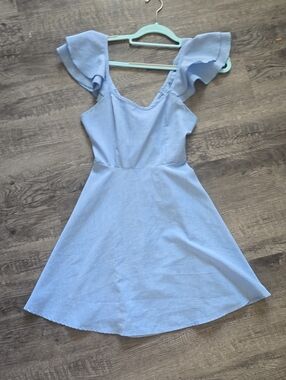 Light Blue Ruffle Sleeve Women’s Dress